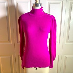 Long puff sleeve fuchsia Ralph Lauren sweater